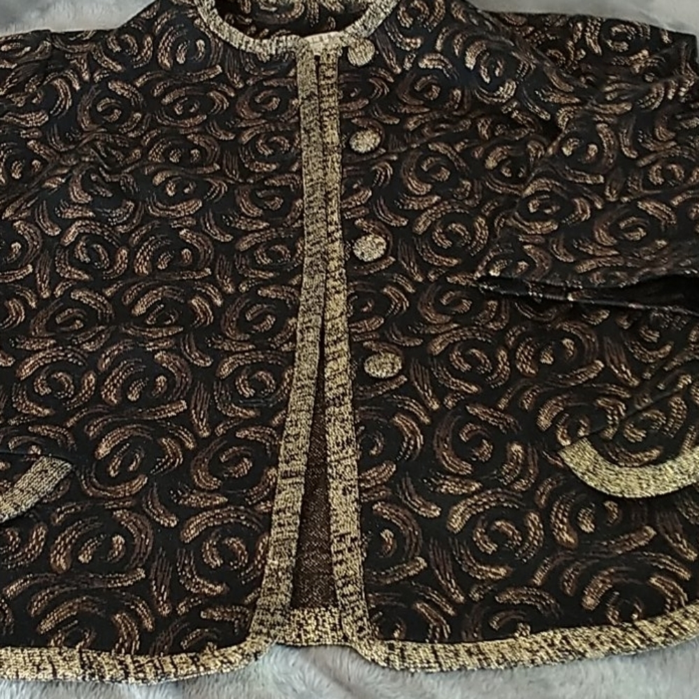 Couture Imports Vintage Black/Gold Jacket M - Picture 2 of 15